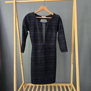Navy Geometric Cut Out Dress
